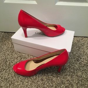 Calvin Klein Kyle Patent Leather Peep Toes